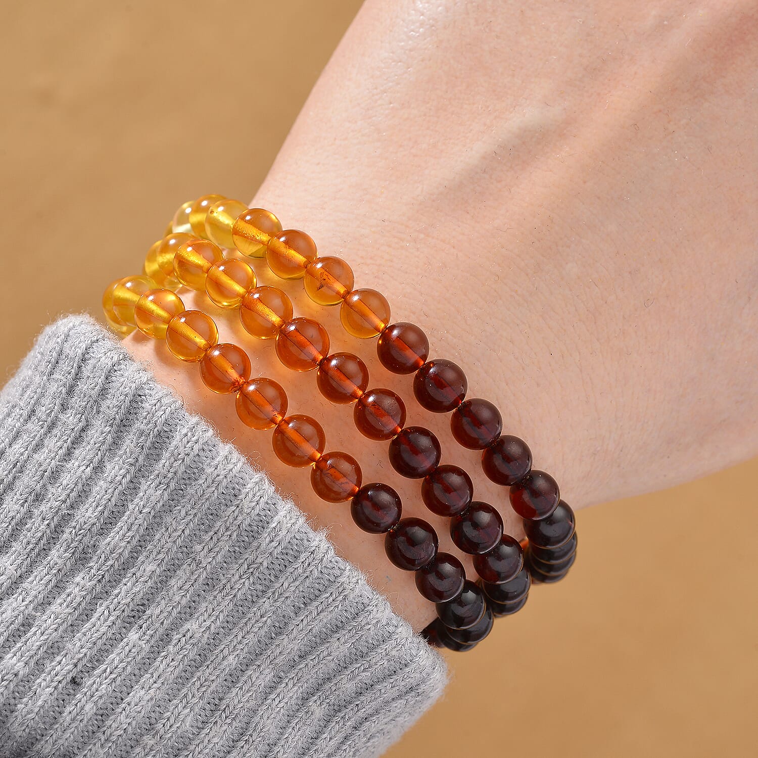 Tucson Mega Find - AAA Multi Color Amber Stretchable Necklace (Size 22) 60.00 Ct