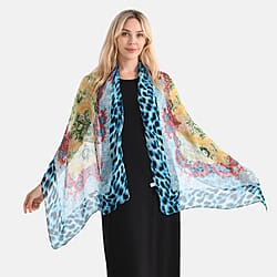 La Marey Mulberry Silk Printed Scarf (175 x 65cm) - Yellow