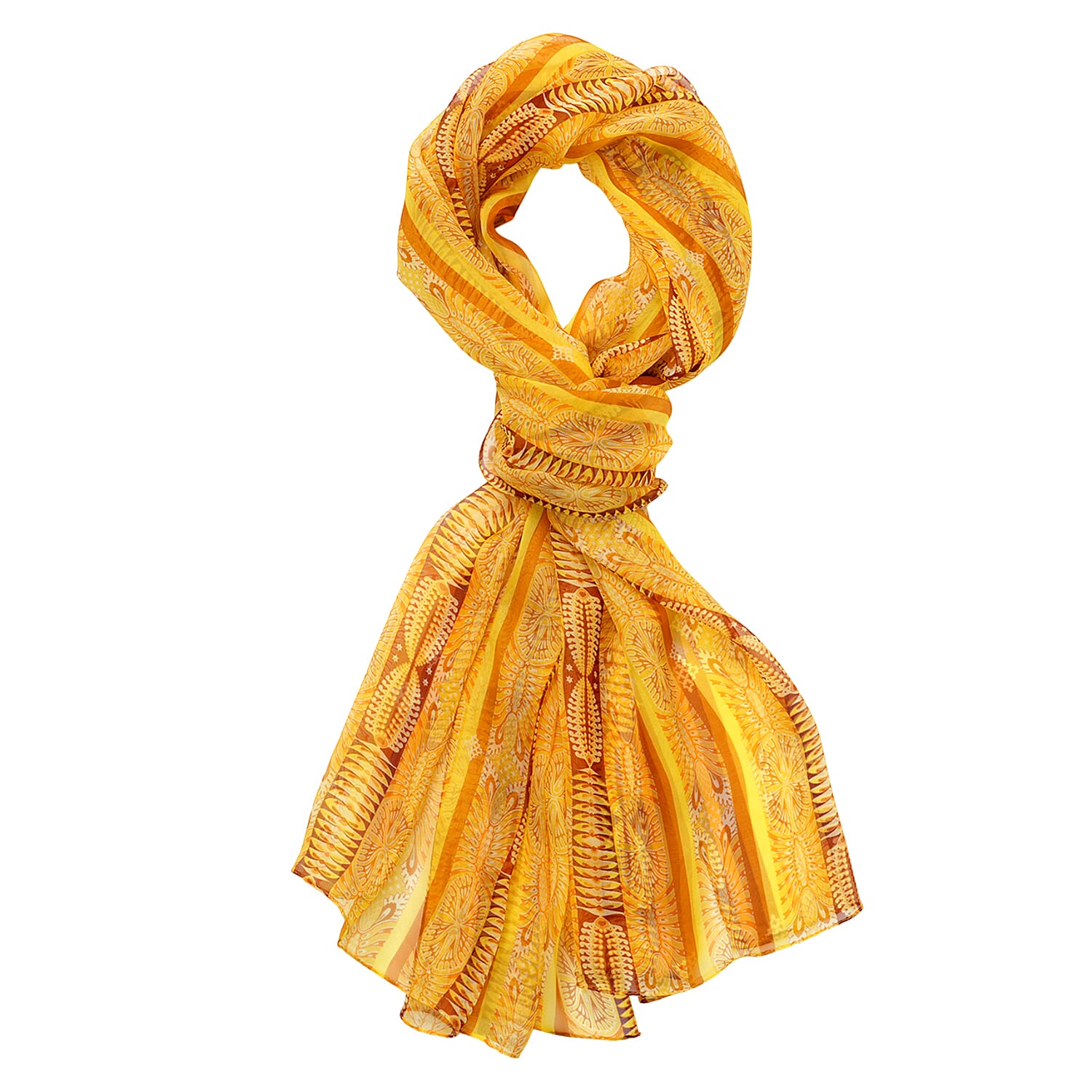 La Marey Mulberry Silk Printed Scarf (175 x 65cm) - Yellow