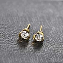 LUXURIANT 0.50 Ct. Lab Grown Diamond SI-GH Solitaire Earring in 18K Vermeil Yellow Gold Plated Sterling Silver