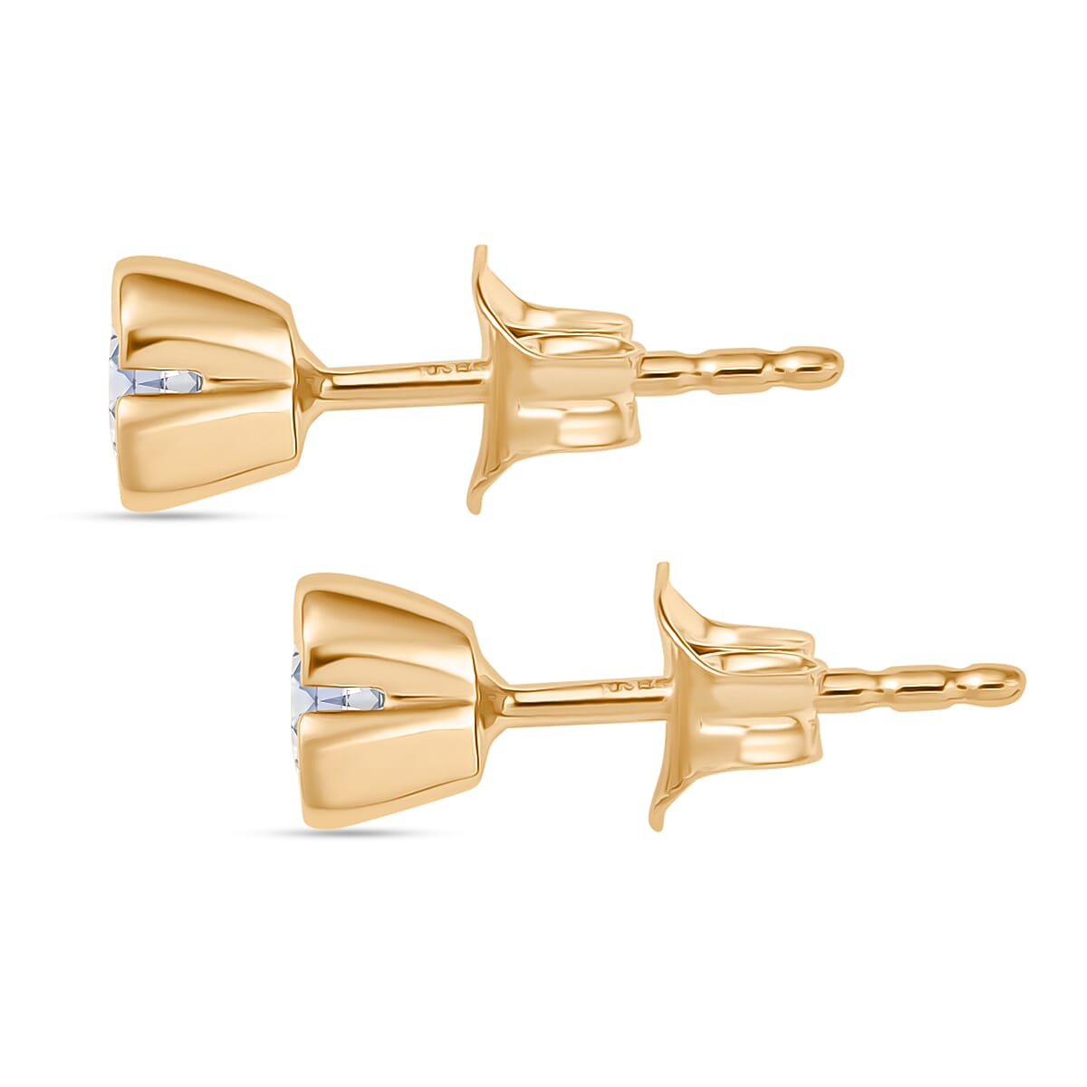 Luxuriant Diamond Lab Grown Diamond SI-GH Solitaire Earring  in 18K Vermeil Yellow Gold Plated Sterling Silver 0.50 Cts