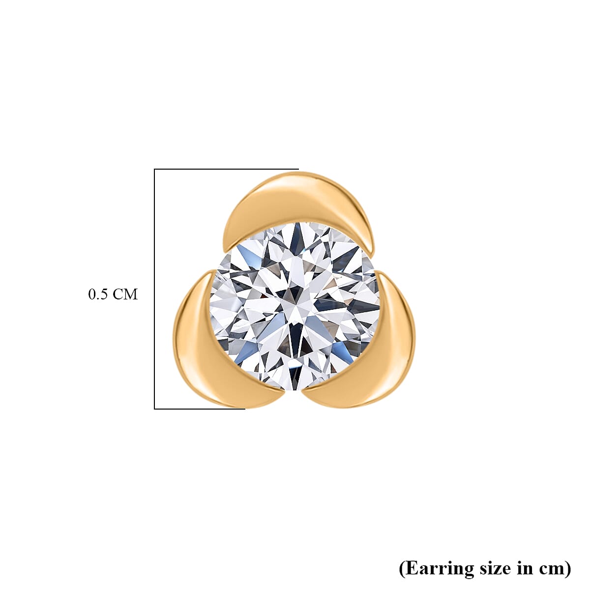 Luxuriant Diamond Lab Grown Diamond SI-GH Solitaire Earring  in 18K Vermeil Yellow Gold Plated Sterling Silver 0.50 Cts