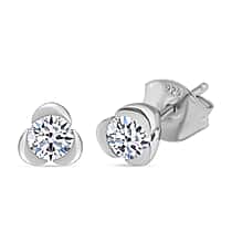 LUXURIANT 0.50 Ct. Lab Grown Diamond SI-GH Solitaire Earring with Rhodium Overlay Sterling Silver
