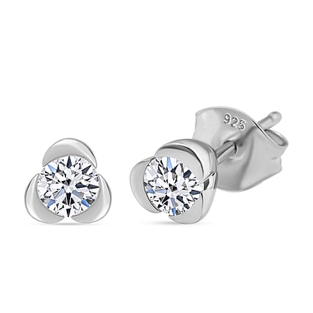 LUXURIANT 0.50 Ct. Lab Grown Diamond SI-GH Solitaire Earring with Rhodium Overlay Sterling Silver