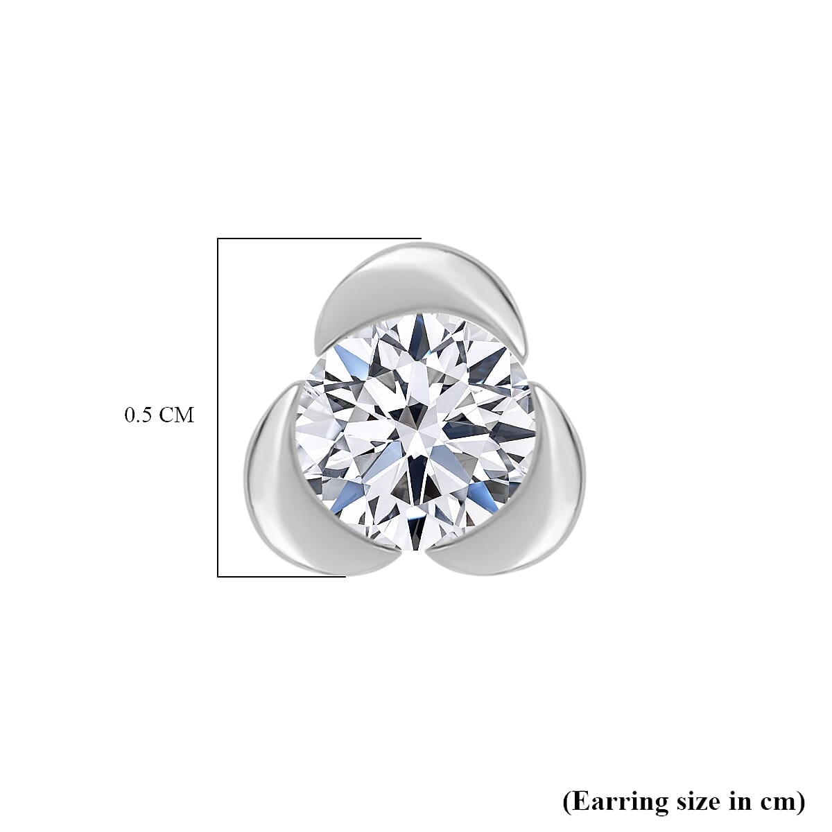 Luxuriant Diamond Lab Grown Diamond SI-GH Solitaire Earring with Rhodium Overlay Sterling Silver 0.50 Cts