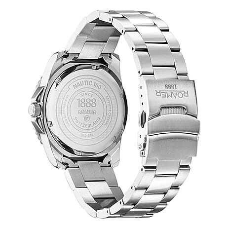 Roamer Nautic Swiss Quartz Movt. 10ATM Mens Green Dial Watch with Silver Color Stainless Steel Strap