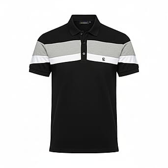 https://tjcuk.sirv.com/Products/81/6/8167270/Mens-Black-Polo-with-Horizontal-Color-Block-Stripes-Size-L_8167270.jpg?w=342&h=342