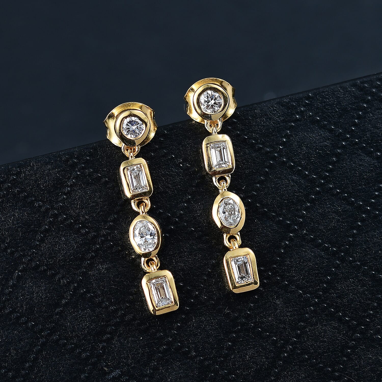 Luxuriant - Lab Grown Diamond Dangling Earring with Push Back in 18K Vermeil Yellow Gold Plated Sterling Silver