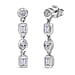 LUXURIANT 0.98 Ct. Lab Grown Diamond Dangling Earring with Push Back in Rhodium Overlay Sterling Silver