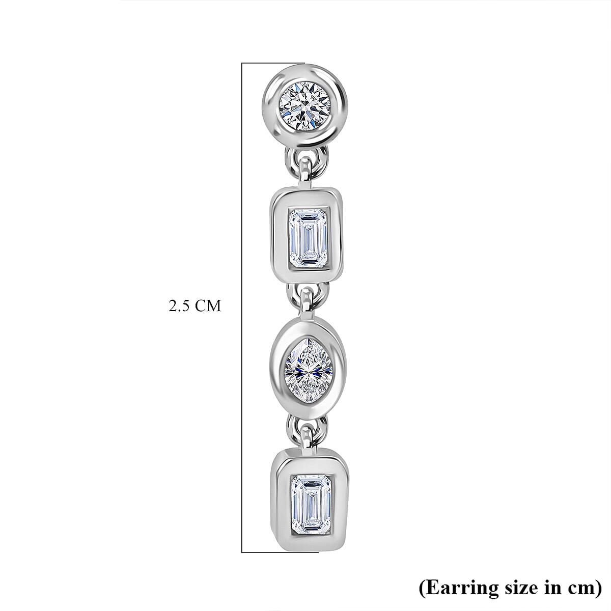 Luxuriant - Lab Grown Diamond Dangling Earring with Push Back in Rhodium Overlay Sterling Silver 0.98 Ct