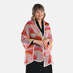 La Marey Abstract Print Mulberry Silk Scarf (Size- 175x65cm) - Blue, Black & Green