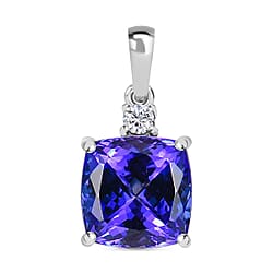 RHAPSODY 8.77 Ct. AAAA Tanzanite, White Diamond Solitaire Pendant in 950 Platinum (VS-EF)