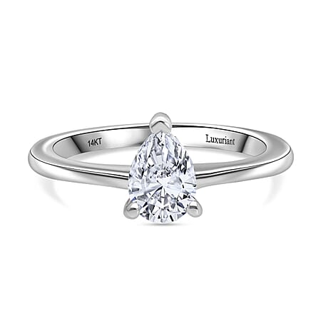 LUXURIANT 2 Ct. Lab Grown Diamond Pear-Cut Solitaire Ring in 14K White Gold SGL Certified (VS/E-F)
