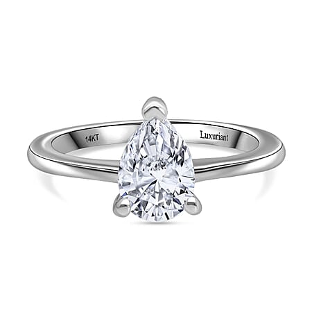 LUXURIANT 14K White Gold IGI Certified Pear Cut Lab Grown Diamond Solitaire Ring 3 Ct. LUXURIANT 14K White Gold IGI Certified Pear Cut Lab Grown Diamond Solitaire Ring 3 Ct.