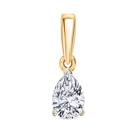 Luxuriant Diamond 14K Yellow Gold SGL Certified (VS-E-F) Pear Cut Lab Grown Diamond Solitaire Pendant 2 Ct.