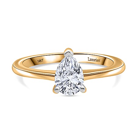 LUXURIANT 14K Yellow Gold SGL Certified (VS/E-F) Pear Cut Lab Grown Diamond Solitaire Ring 2 Ct. LUXURIANT 14K Yellow Gold SGL Certified (VS/E-F) Pear Cut Lab Grown Diamond Solitaire Ring 2 Ct.