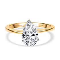 LUXURIANT 3 Ct. Lab Grown Diamond Pear-Cut Solitaire Ring in 14K Yellow Gold IGI Certified