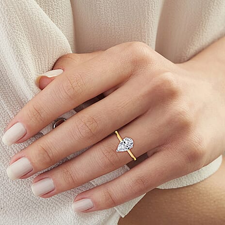 Luxuriant Diamond 14K Yellow Gold SGL Certified (VS-E-F) Pear Cut Lab Grown Diamond Solitaire Ring 3 Ct.