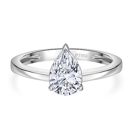 Luxuriant Diamond 950 Platinum SGL Certified (VS-G-H) Pear Cut Lab Grown Diamond Ring 3 Ct.