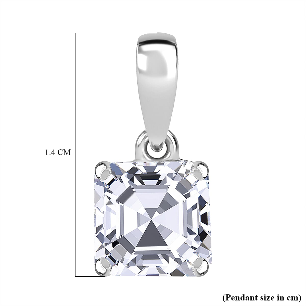 Luxuriant Diamond 14K White Gold SGL Certified (VS-E-F) Asscher Cut Lab Grown Diamond Solitaire Pandent 2 Ct.