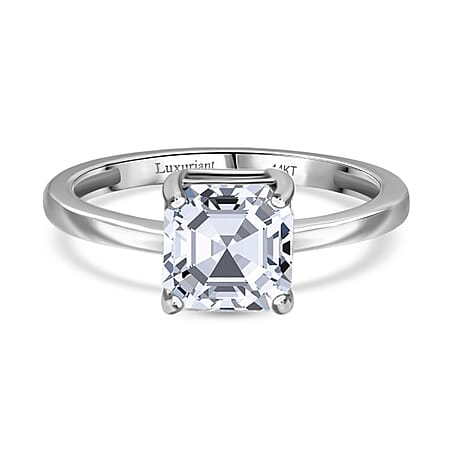 LUXURIANT 2 Ct. Lab Grown Diamond Asscher-Cut Solitaire Ring in 14K Gold SGL Certified (VS/E-F)