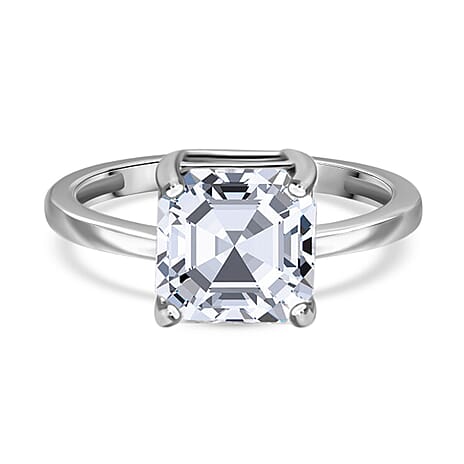 Luxuriant Diamond 14K White Gold SGL Certified Asscher Cut Lab Grown Diamond (VS-E-F) Solitaire Ring 3 Ct.