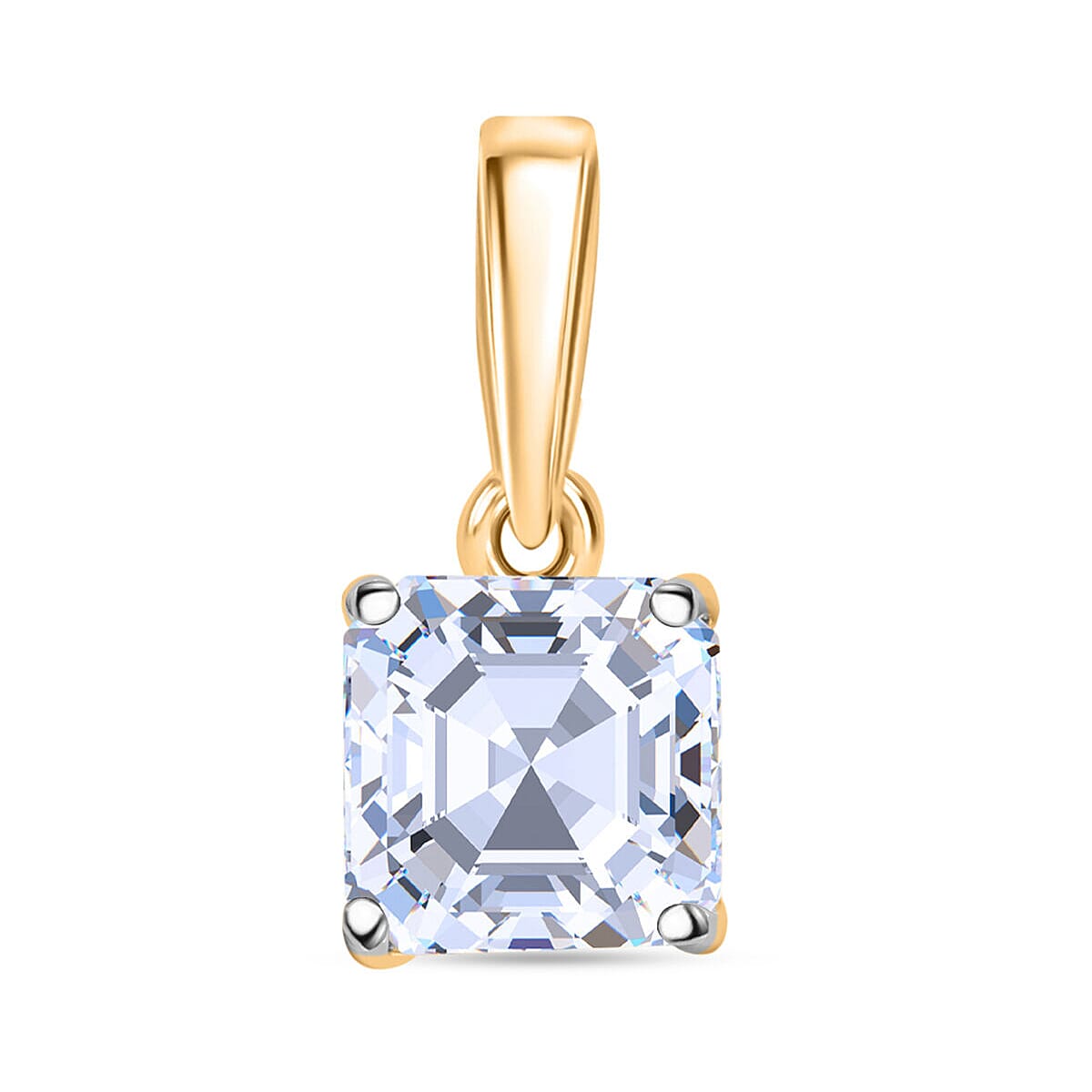 Luxuriant Diamond 14K Yellow Gold SGL Certified (VS-E-F) Asscher Cut Lab Grown Diamond Solitaire Pandent 2 Ct.