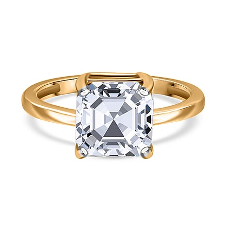 Luxuriant Diamond 14K Yellow Gold SGL Certified Asscher Cut Lab Grown Diamond (VS-E-F) Solitaire Ring 3 Ct.