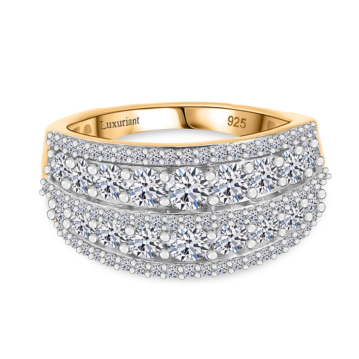 Luxuriant Diamond Lab Grown Diamond (SI-GH) Ring in 18K Vermeil Yellow Gold Plated Sterling Silver 1.50 Ct.