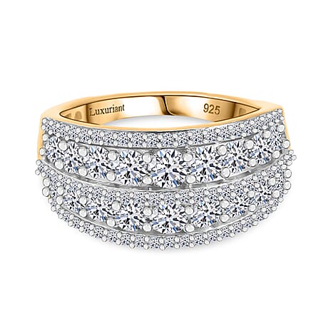LUXURIANT 1.5 Ct. Lab Grown Diamond Ring in 18K Vermeil Yellow Gold Plated Sterling Silver (SI-GH) LUXURIANT 1.5 Ct. Lab Grown Diamond Ring in 18K Vermeil Yellow Gold Plated Sterling Silver (SI-GH)