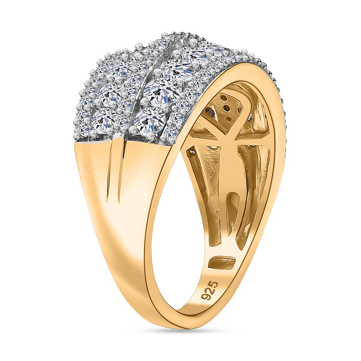 Luxuriant Diamond Lab Grown Diamond (SI-GH) Ring in 18K Vermeil Yellow Gold Plated Sterling Silver 1.50 Ct.