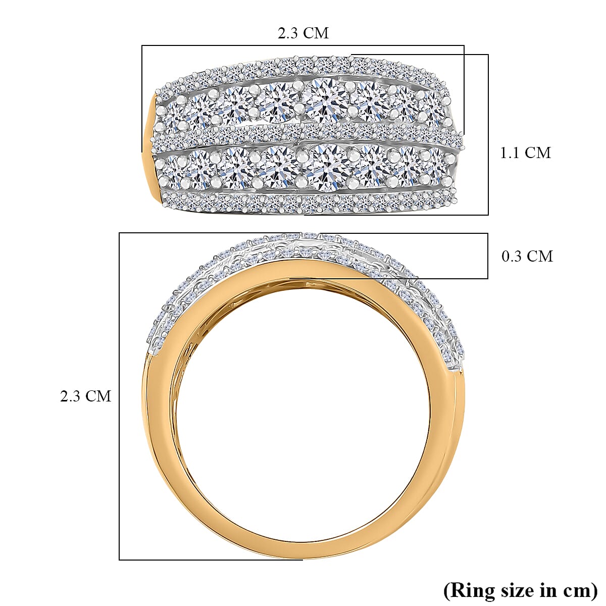 Luxuriant Diamond Lab Grown Diamond (SI-GH) Ring in 18K Vermeil Yellow Gold Plated Sterling Silver 1.50 Ct.