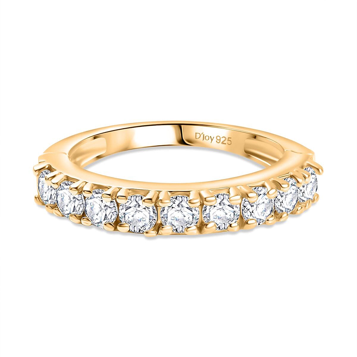 Moissanite Band Ring in 18K Vermeil Yellow Gold Plated Sterling Silver 0.96 Ct.