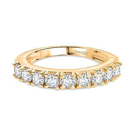 Moissanite Band Ring in 18K Vermeil Yellow Gold Plated Sterling Silver 0.96 Ct.