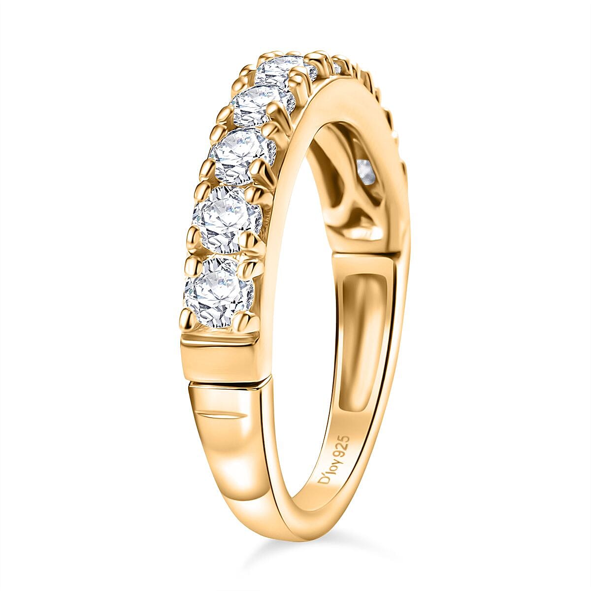 Moissanite Band Ring in 18K Vermeil Yellow Gold Plated Sterling Silver 0.96 Ct.
