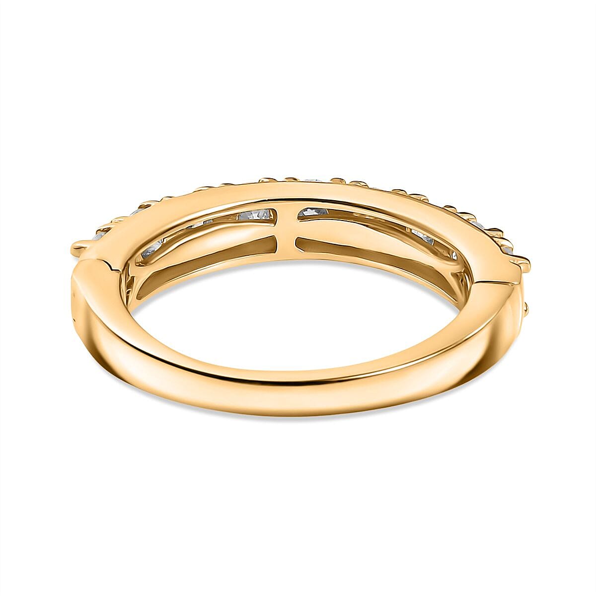 Moissanite Band Ring in 18K Vermeil Yellow Gold Plated Sterling Silver 0.96 Ct.