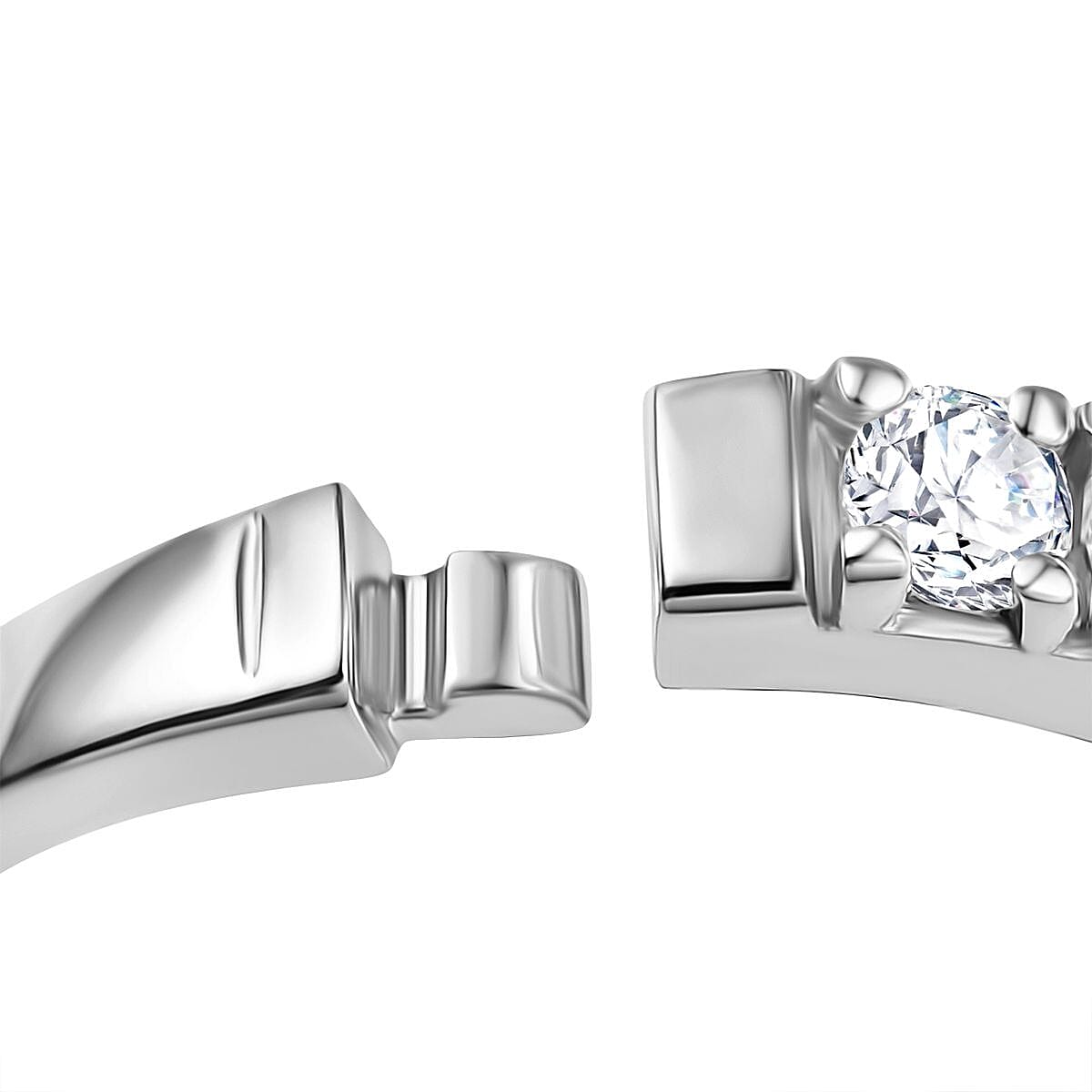 Moissanite Band Ring in Rhodium Overlay Sterling Silver 0.96 Ct.