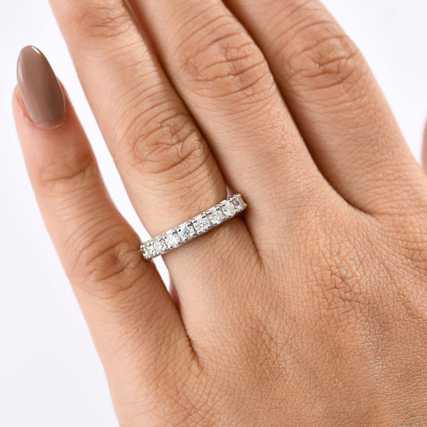 Moissanite Band Ring in Sterling Silver 0.96 Ct.