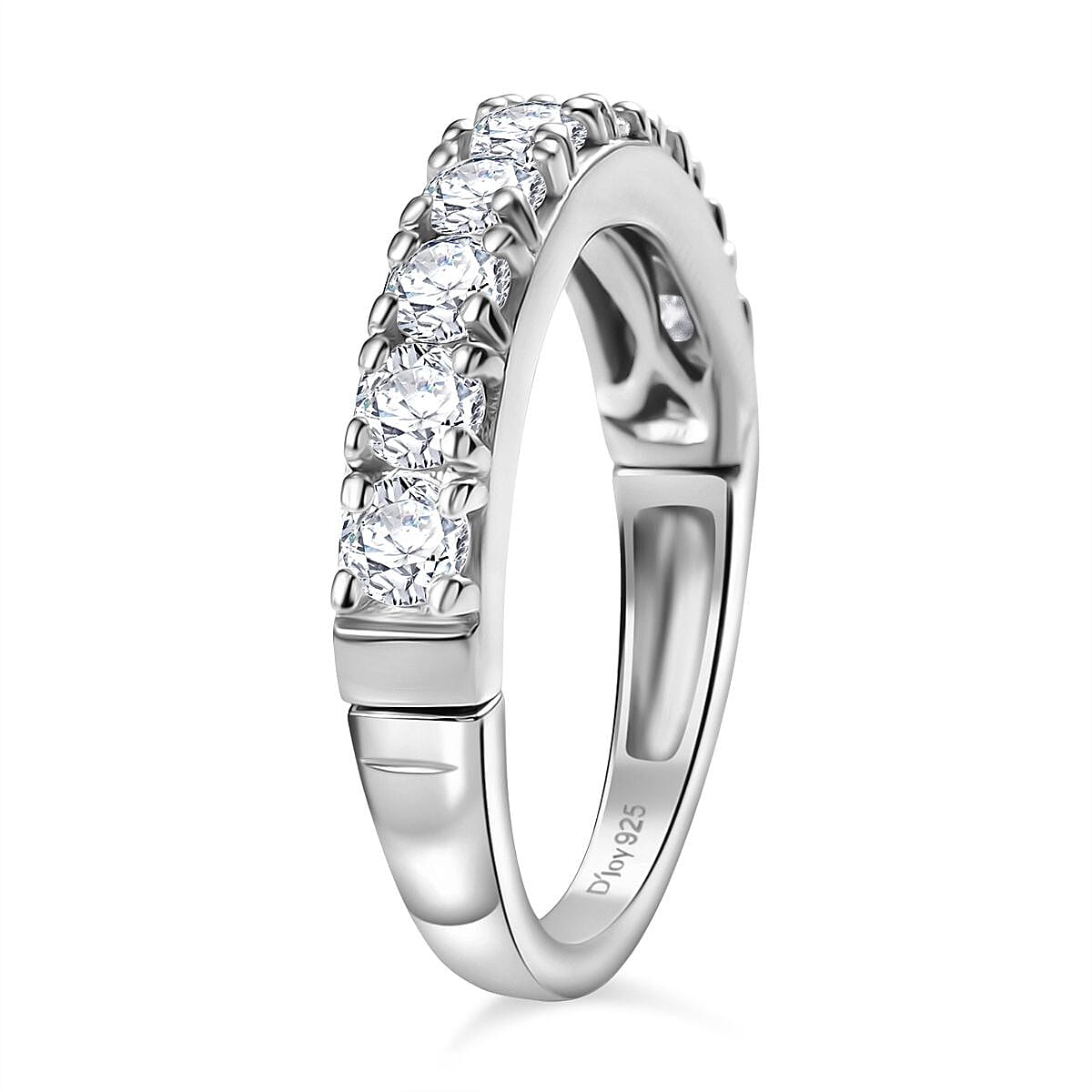 Moissanite Band Ring in Sterling Silver 0.96 Ct.