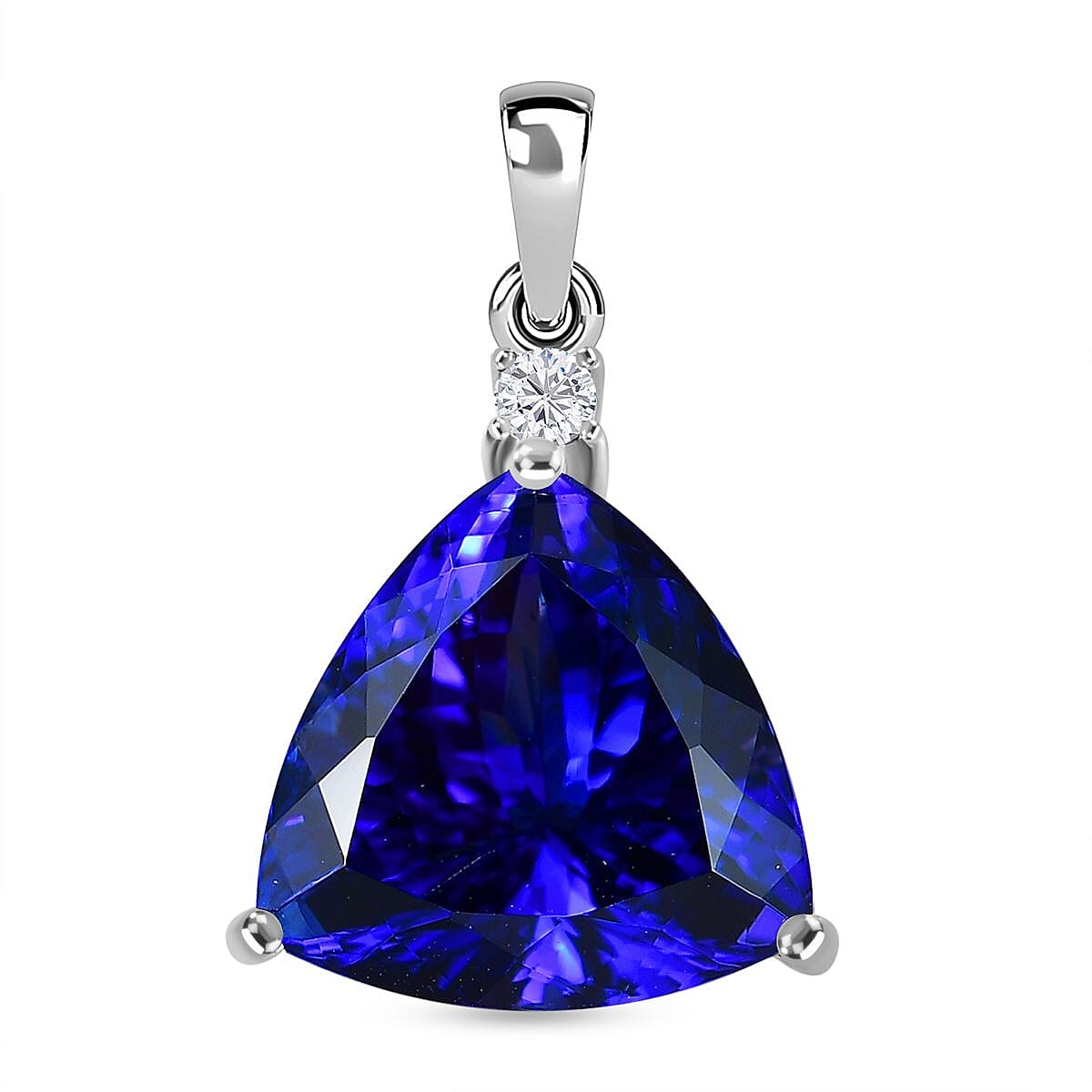 Rhapsody 950 Platinum AAAA Tanzanite & White Diamond (VS-EF) Solitaire Pendant 9.66 Ct, Platinum Wt. 3.64 Gms.