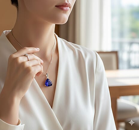 Rhapsody 950 Platinum AAAA Tanzanite & White Diamond (VS-EF) Solitaire Pendant 9.66 Ct, Platinum Wt. 3.64 Gms.