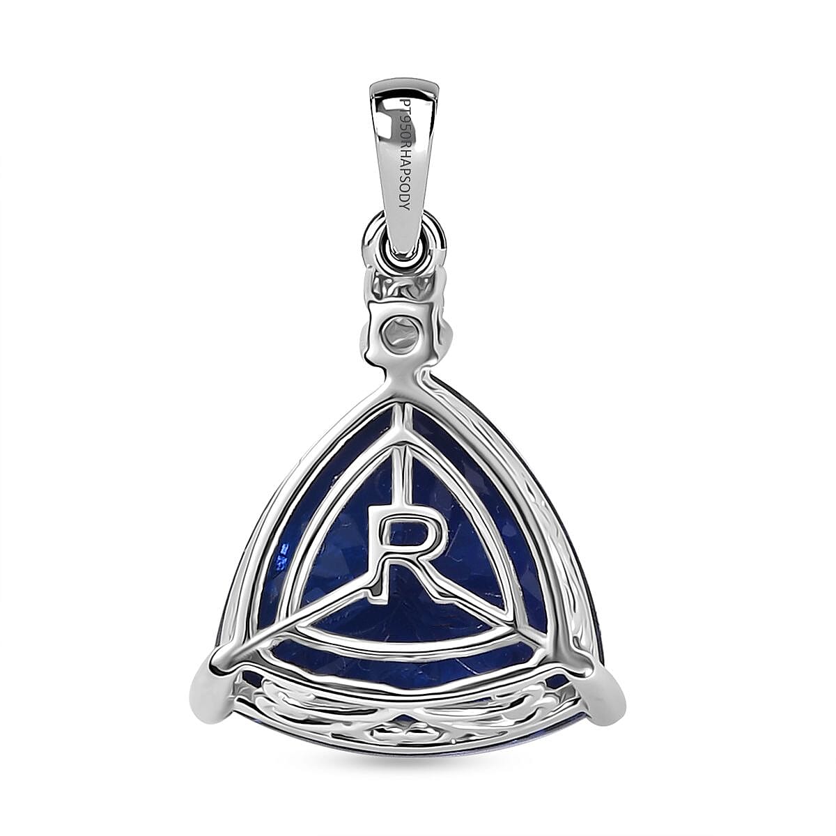 Rhapsody 950 Platinum AAAA Tanzanite & White Diamond (VS-EF) Solitaire Pendant 9.66 Ct, Platinum Wt. 3.64 Gms.