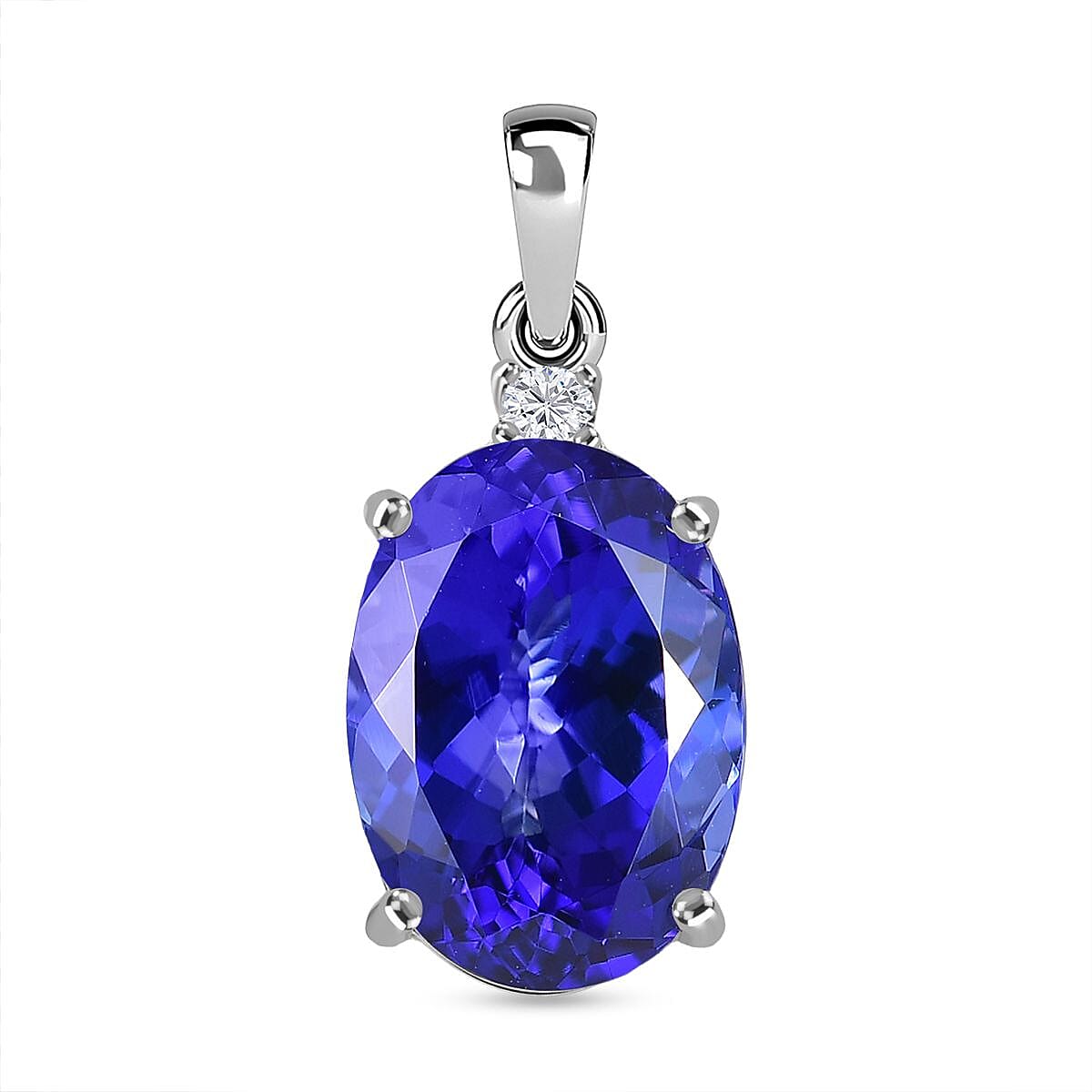Rhapsody 950 Platinum AAAA Tanzanite & White Diamond (VS-EF) Solitaire Pendant 8.77 Ct, Platinum Wt. 3.06 Gms.