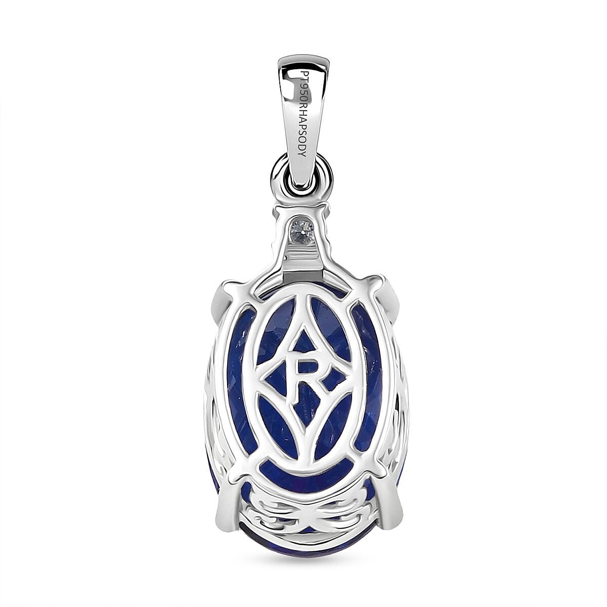 Rhapsody 950 Platinum AAAA Tanzanite & White Diamond (VS-EF) Solitaire Pendant 8.77 Ct, Platinum Wt. 3.06 Gms.