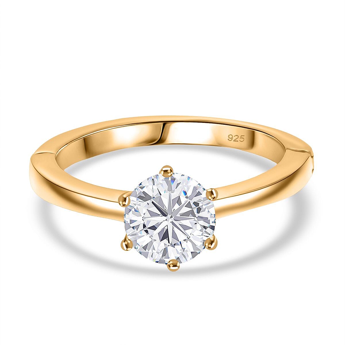 Moissanite Ring in 18K Vermeil Yellow Gold Plated Sterling Silver 0.94 Ct.