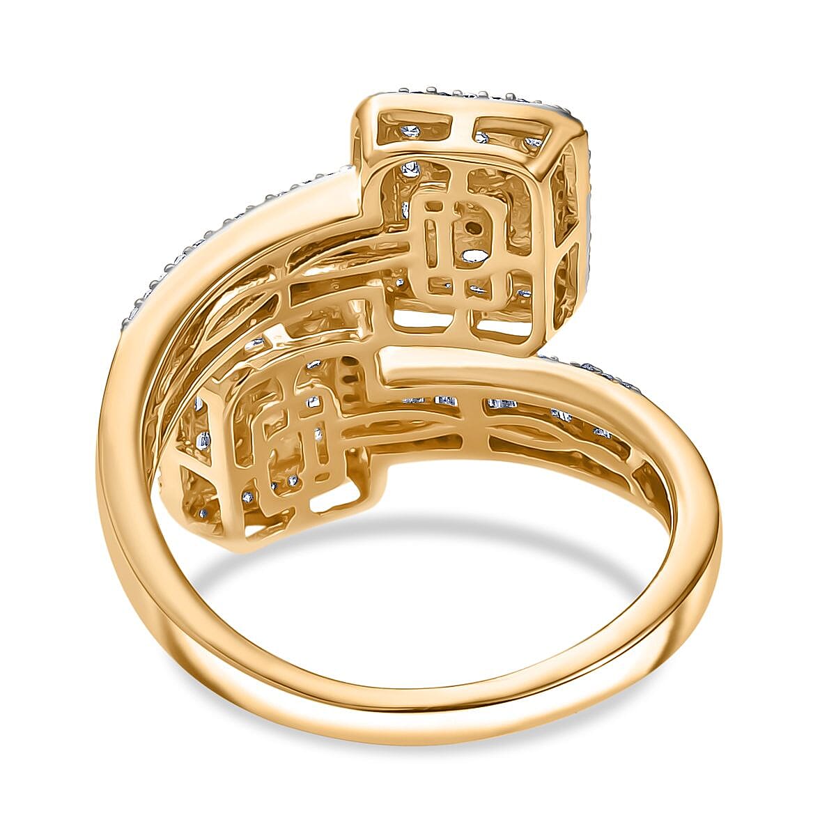 Designer Inspired- Luxuriant Diamond Lab Grown Diamond (SI-G-H) Bypass Ring in 18K Vermeil Yellow Gold Plated Sterling Silver 1.00 Ct.