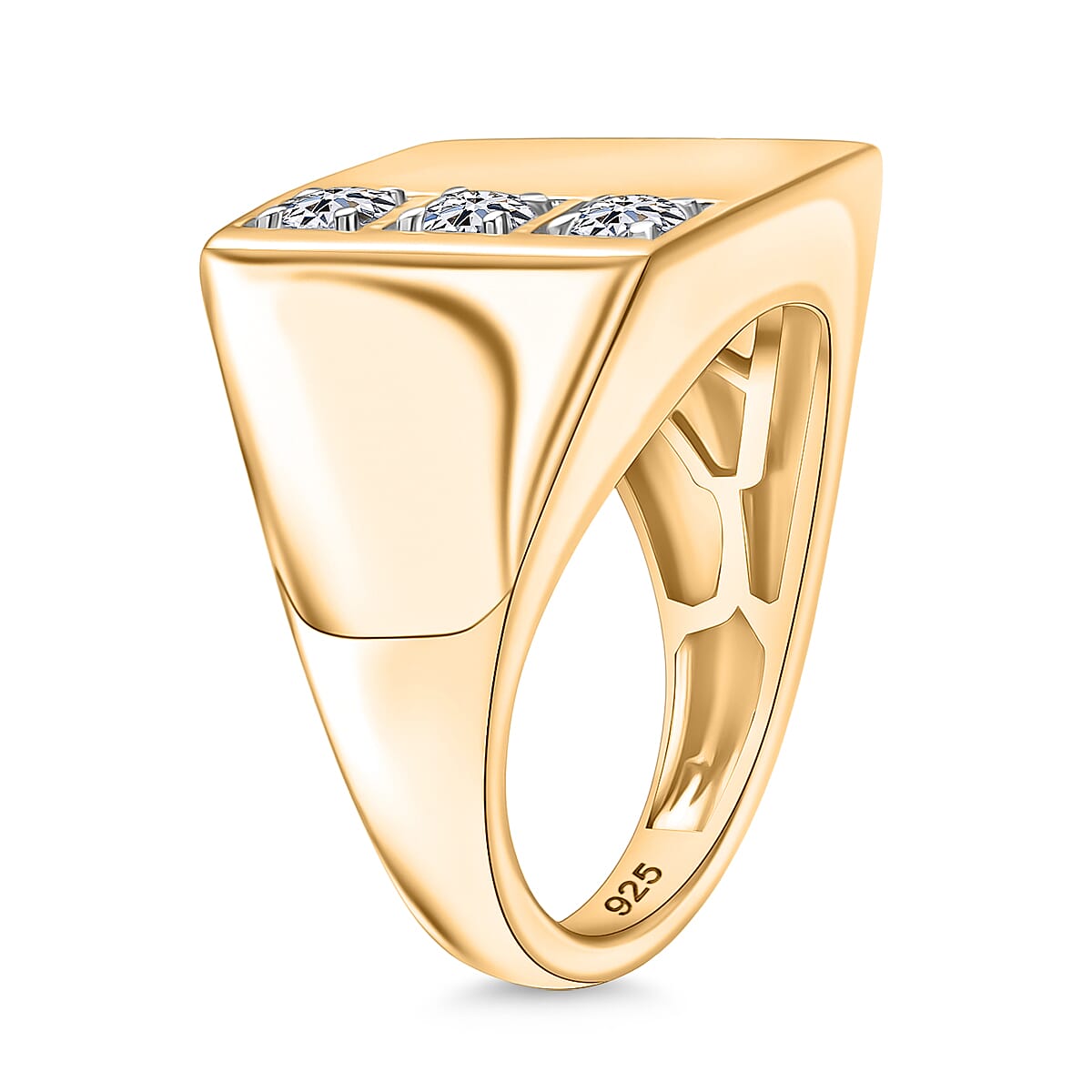 Luxuriant Diamond Lab Grown Diamond (SI-GH)  Ring in 18K Vermeil Yellow Gold Plated Sterling Silver, Silver wt. 5.34 Ct.