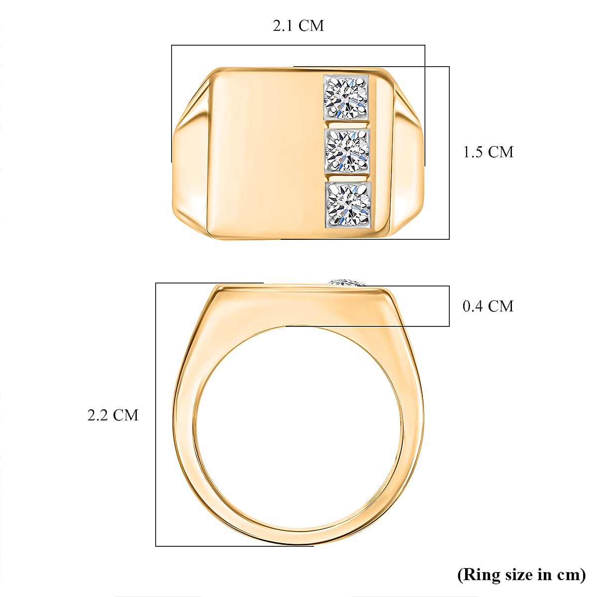 Luxuriant Diamond Lab Grown Diamond (SI-GH)  Ring in 18K Vermeil Yellow Gold Plated Sterling Silver, Silver wt. 5.34 Ct.