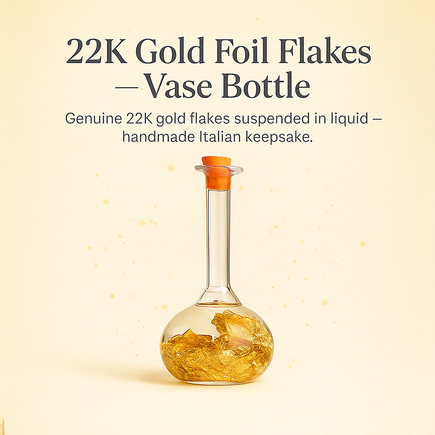 22K Gold Foil Flakes in Vase Shaped Bottle