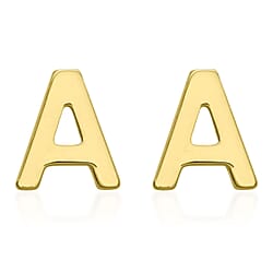 Hatton Garden Closeout Deal - 9K Yellow Gold Initial O Stud Earring with Push Back